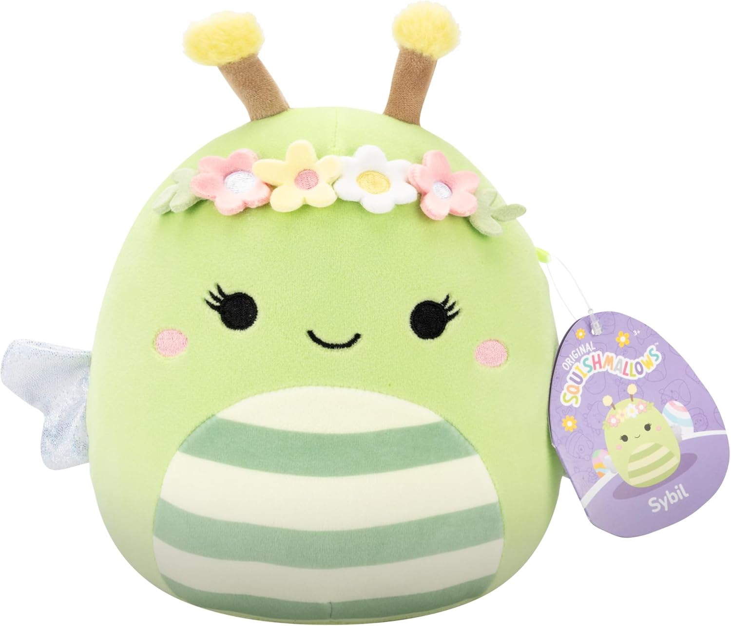 Squishmallows 14" Sybil Green Bee with Flower Crown Plush