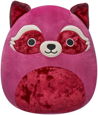 Squishmallows 8in Olivieri Maroon Raccoon Plush with Velvet