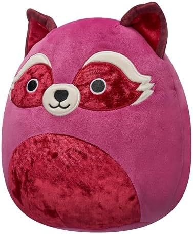 Squishmallows 8in Olivieri Maroon Raccoon Plush with Velvet