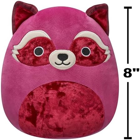 Squishmallows 8in Olivieri Maroon Raccoon Plush with Velvet